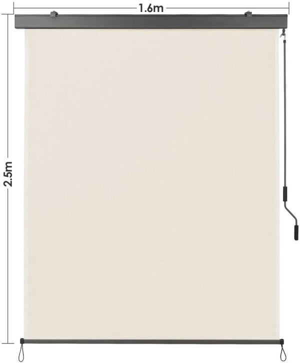 Retractable Vertikal Markise, UV-bestandig, Manuel Betjening,Beige 160cm x 250cm