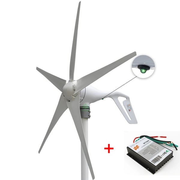 Vindmøllegenerator, Effektiv Energiomdannelse, Brugervenlig Indikator,5 Hvide Blade, 400W, 12V