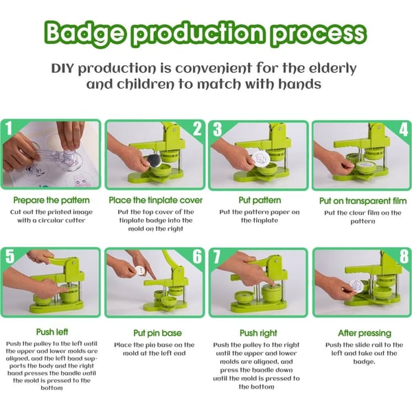 Badgemaskine til knapper, 25 mm formstørrelse, nem betjening