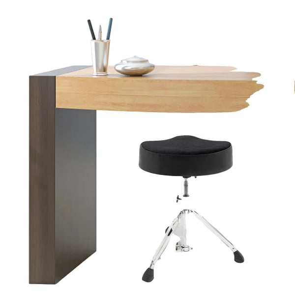 Trommestol, 100 kg kapacitet, højdejusterbar fra 45-68 cm, foldbart tripod design, ergonomisk PU-pude, kompakt og bærbar