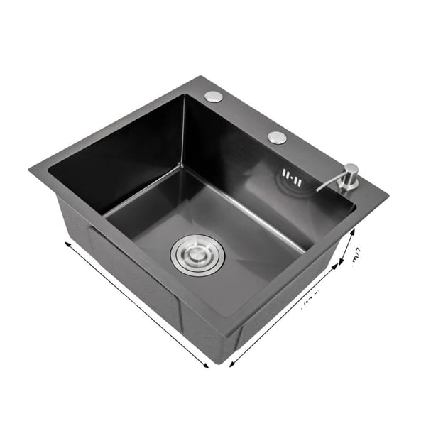 Køkkenvask, Rustfrit Stål, Støjdæmpende Design,sort