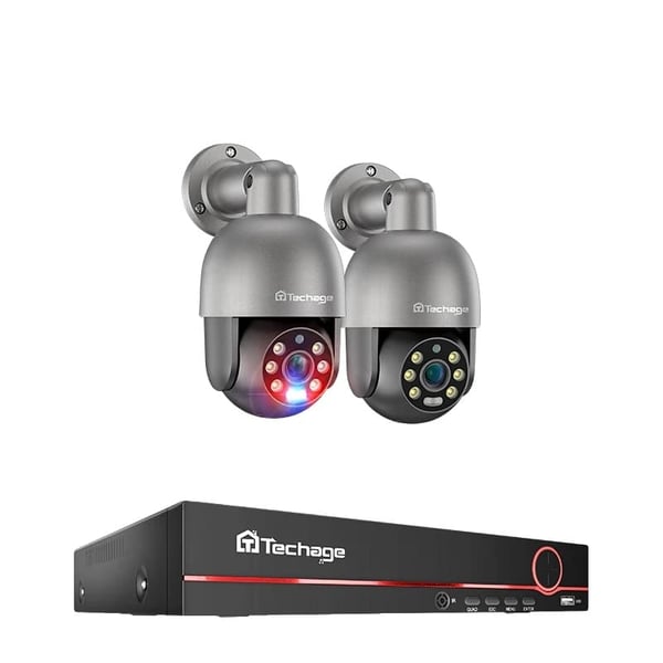 Techage 8CH NVR Overvågningssystem, 8MP Højopløsningskameraer, AI Menneskedetektion,8ch NVR 2PCS CAM 8MP, 1t
