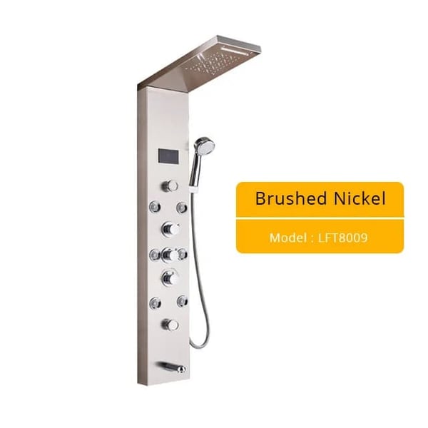 Brusepanel, LED digital display, børstet nikkel,Børstet 8009
