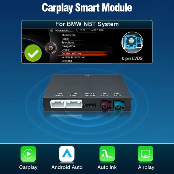 Dekoderlåda för trådlös CarPlay, Android Auto, OEM-kontrollbehållning,För nbt