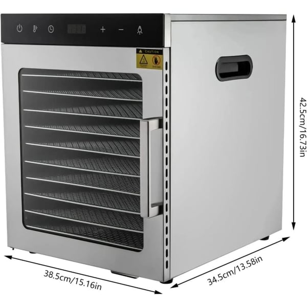 Maddehydrator, 10-bakke kapacitet, justerbar temperatur,Sølv