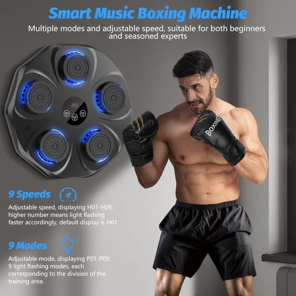 Smart Bluetooth Boksemaskin med LED-lys & Musikk – Elektronisk Treningsmål for Voksne | Veggmontert Hjemmetrening