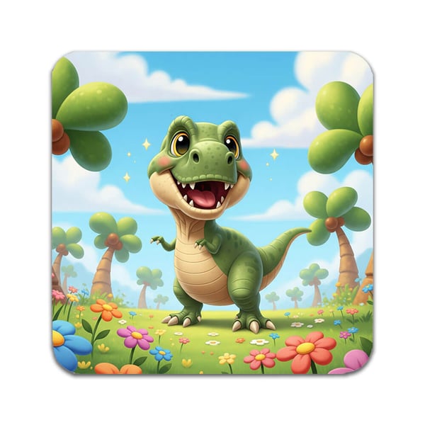 Glassunderlag (4-pakning): Dinosaur T-Rex Tyrannosaurus Rex, stilrene underlag med unike og livlige motiver