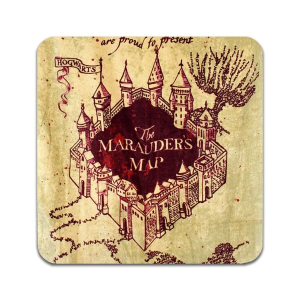 Glassunderlag (2-pakning): Harry Potter Marauder's Map, stilrene underlag med unike og livlige motiver