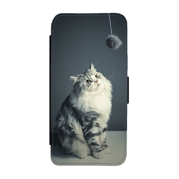 Til Samsung Galaxy S9: Persian Cat, flipdeksel med unikt motiv, mobiletui med stativfunksjon