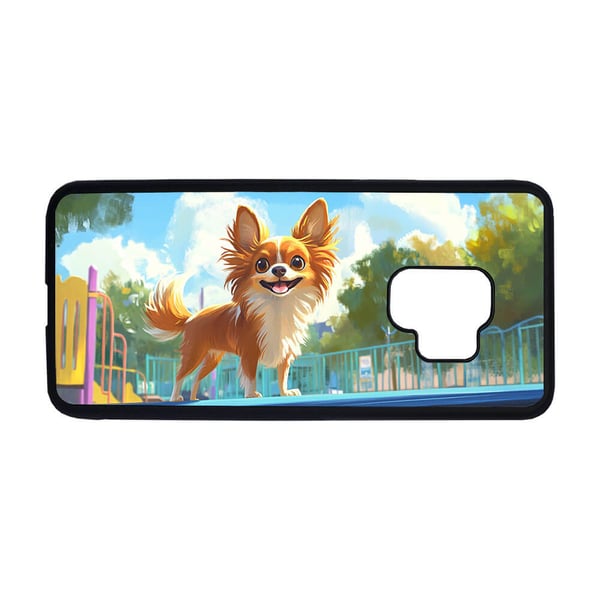 Til Samsung Galaxy S9: Børne Tegneserie Langhåret Chihuahua Hund, mobilcover med unikt motiv, beskyttende cover