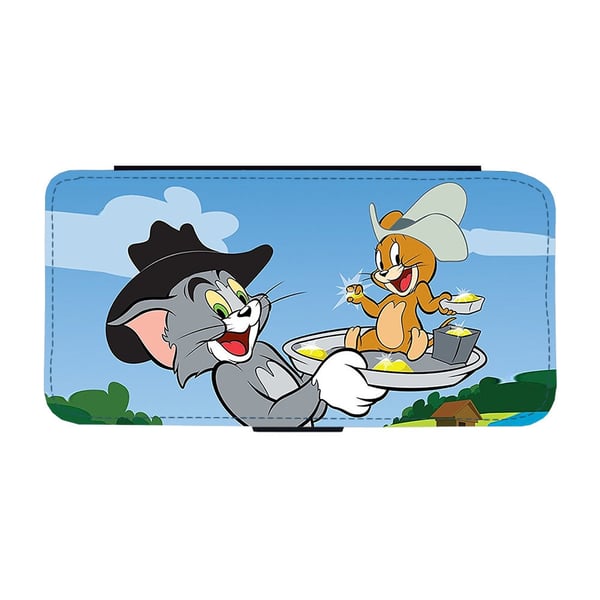 Til Samsung Galaxy S8+: Tom and Jerry, flip-cover med unikt motiv, mobilcover med standerfunktion