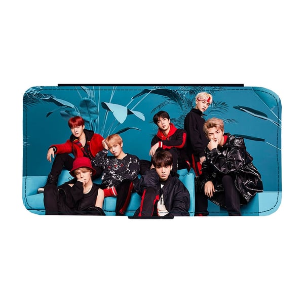 Til Samsung Galaxy S9: BTS Bangtan Boys 2018, flip-cover med unikt motiv, mobilcover med standerfunktion
