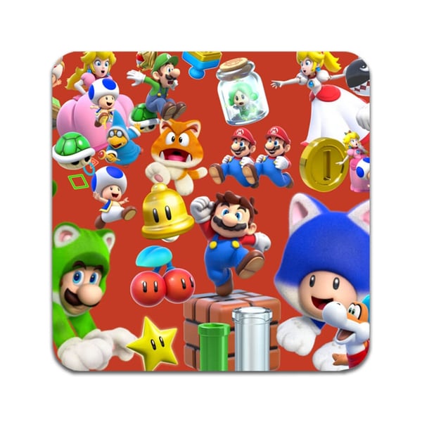 Glassunderlag (2-pakning): Super Mario 3D World, stilrene underlag med unike og livlige motiver