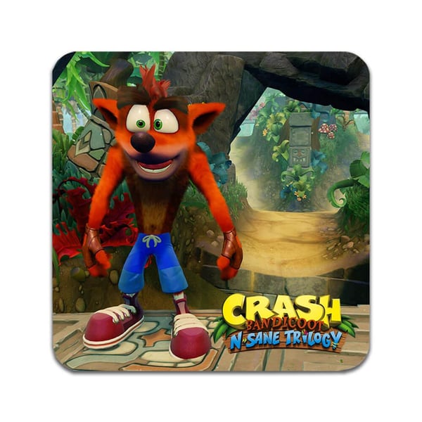 Glassunderlag (2-pakning): Spel Crash Bandicoot, stilrene underlag med unike og livlige motiver