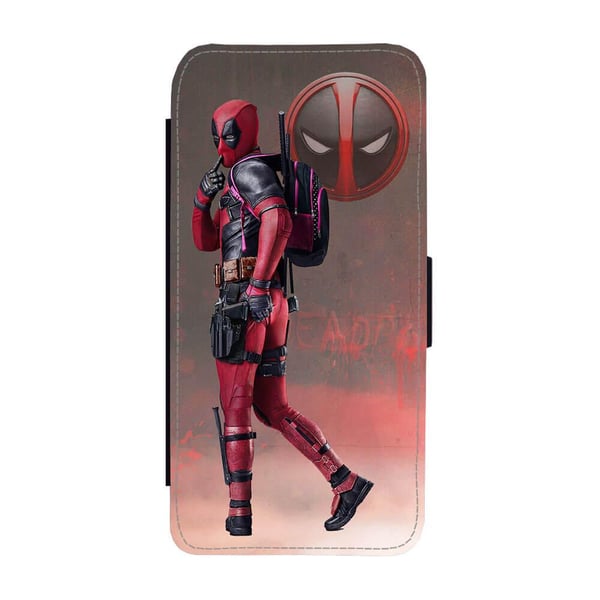 Til Samsung Galaxy S8+: Deadpool, flipdeksel med unikt motiv, mobiletui med stativfunksjon