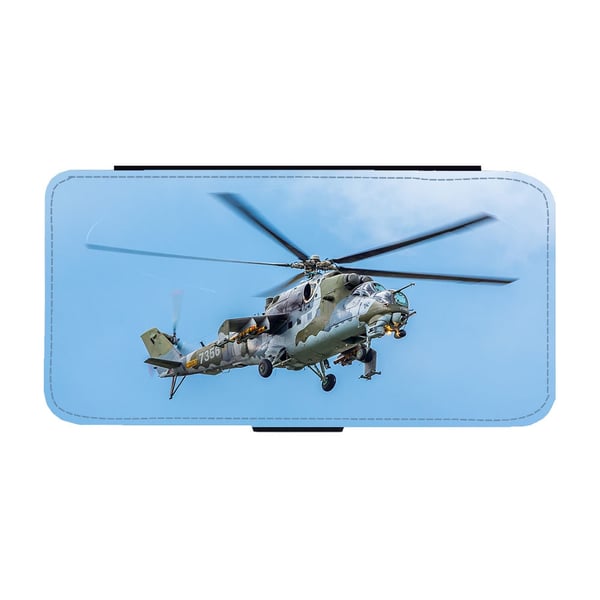 Til Samsung Galaxy S8+: Mil Mi-24 Large Gunship Helicopter, flipdeksel med unikt motiv, mobiletui med stativfunksjon