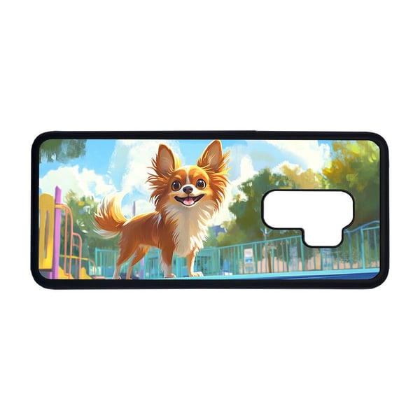 Til Samsung Galaxy S9+: Barne Tegneserie Langhåret Chihuahua Hund, mobildeksel med unikt motiv, beskyttende cover