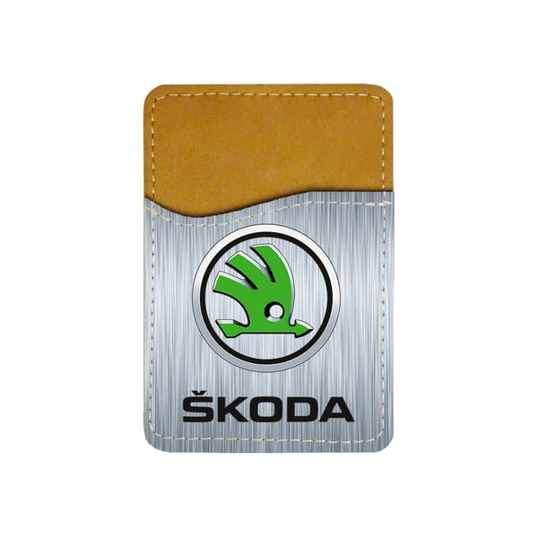 Selvklebende kortholder til mobil (Universell): Skoda 2016 Logo, kortlomme med levende og unikt design til telefonen