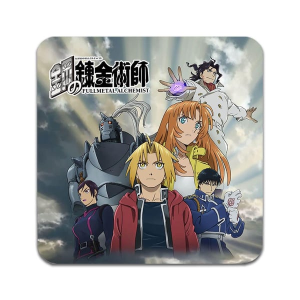 Glassunderlag (2-pakning): Manga Fullmetal Alchemist, stilrene underlag med unike og livlige motiver