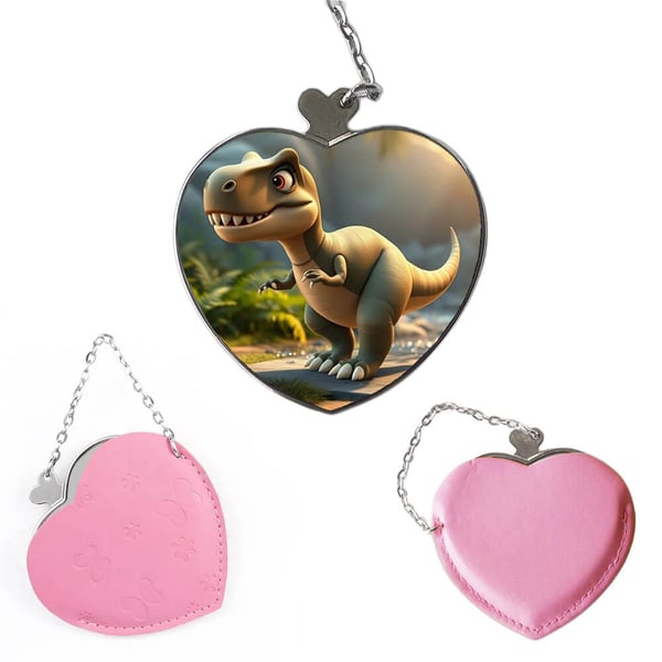 Kompakt sminkespeil: Barne Tegneserie Dinosaur Tyrannosaurus Rexsaurus Rex, lommespeil med levende og unikt design