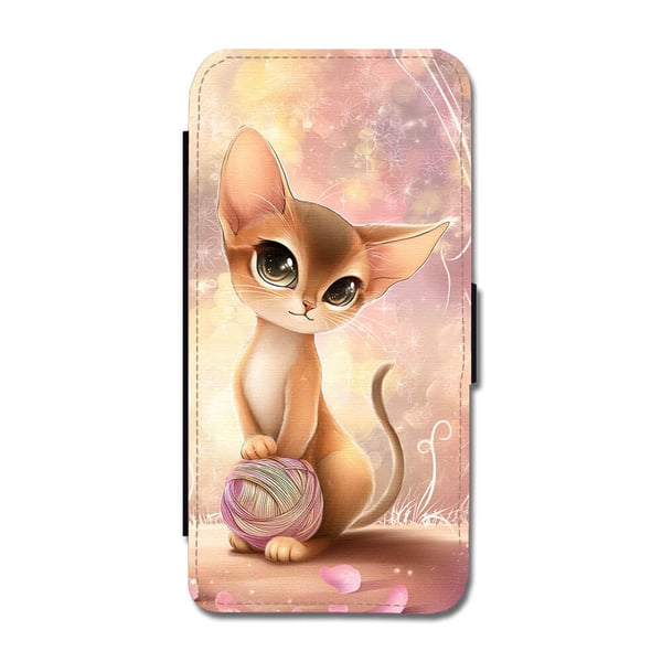 Til Samsung Galaxy S8: Tegneserie Abessinier Katt, flipdeksel med unikt motiv, mobiletui med stativfunksjon