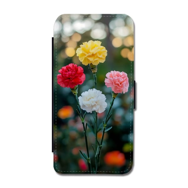 Til Samsung Galaxy S8: Blomster Nelliker, flipdeksel med unikt motiv, mobiletui med stativfunksjon