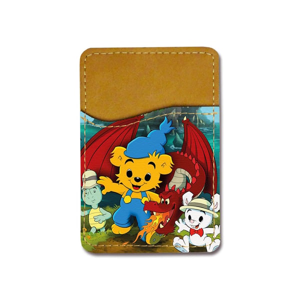 Selvklebende kortholder til mobil (Universell): Bamse, kortlomme med levende og unikt design til telefonen