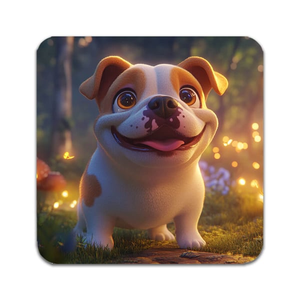 Glassunderlag (4-pakning): Hund Engelsk Bulldog, stilrene underlag med unike og livlige motiver