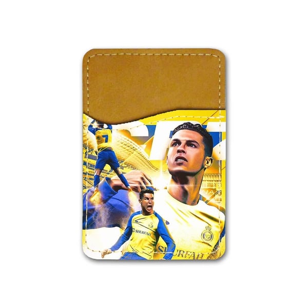 Selvklebende kortholder til mobil (Universell): Cristiano Ronaldo 2023 Al-Nassr, kortlomme med levende og unikt design til telefonen