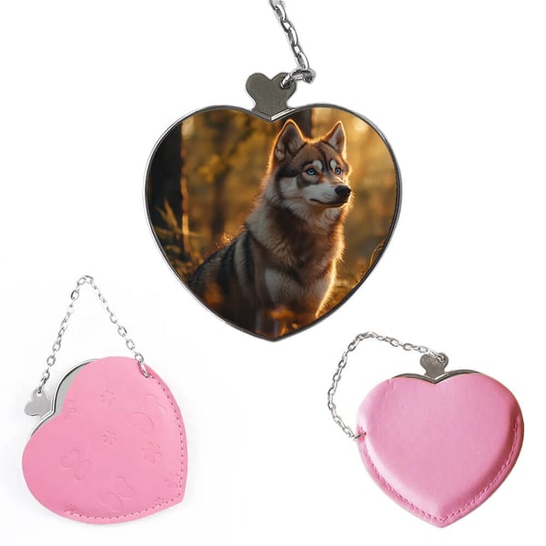 Kompakt kosmetikspejl: Hund Siberian Husky, lommespejl med levende og unikt design
