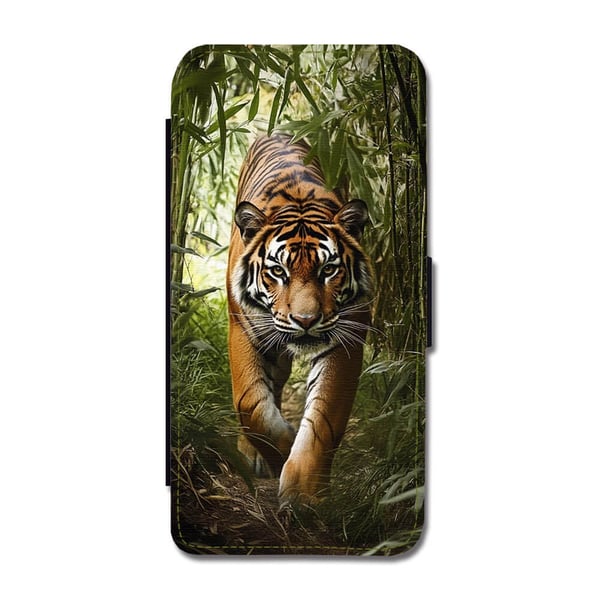 Til Samsung Galaxy S8+: Ville Dyr Tiger, flipdeksel med unikt motiv, mobiletui med stativfunksjon
