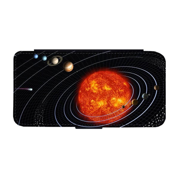 Til Samsung Galaxy S8+: Solar System, flipdeksel med unikt motiv, mobiletui med stativfunksjon
