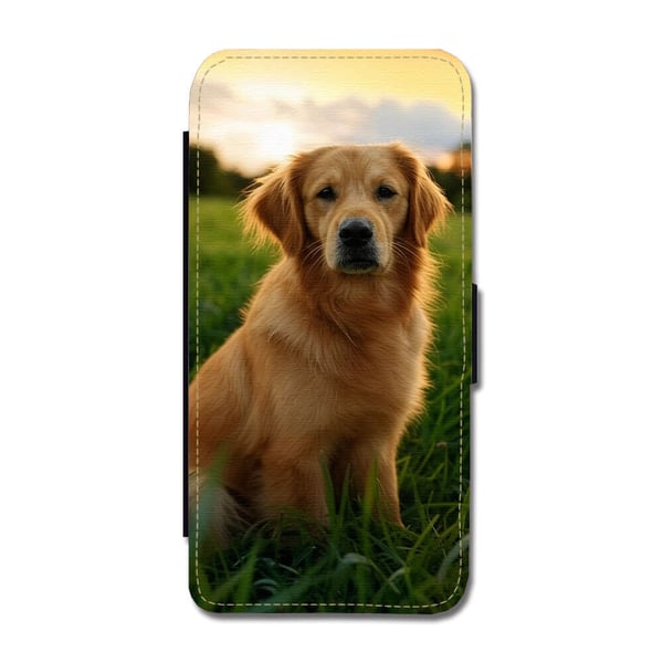 Hunde Golden Retriever, flipdeksel med unikt motiv, mobiletui med stativfunksjon Til Samsung Galaxy S9