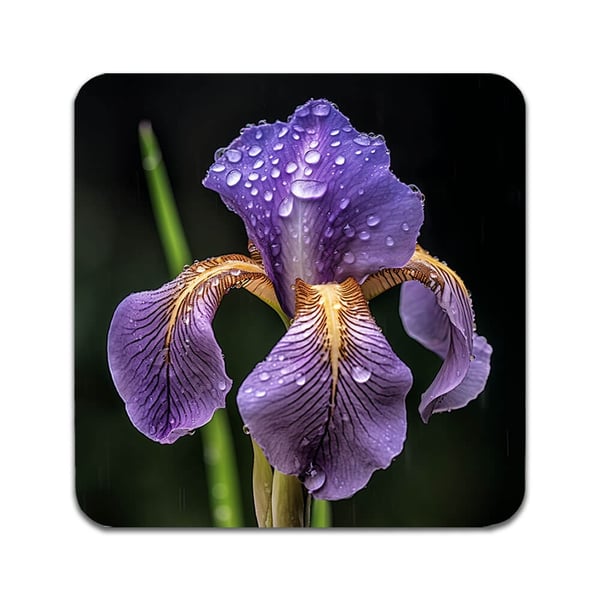 Glassunderlag (2-pakning): Blomster Iris, stilrene underlag med unike og livlige motiver
