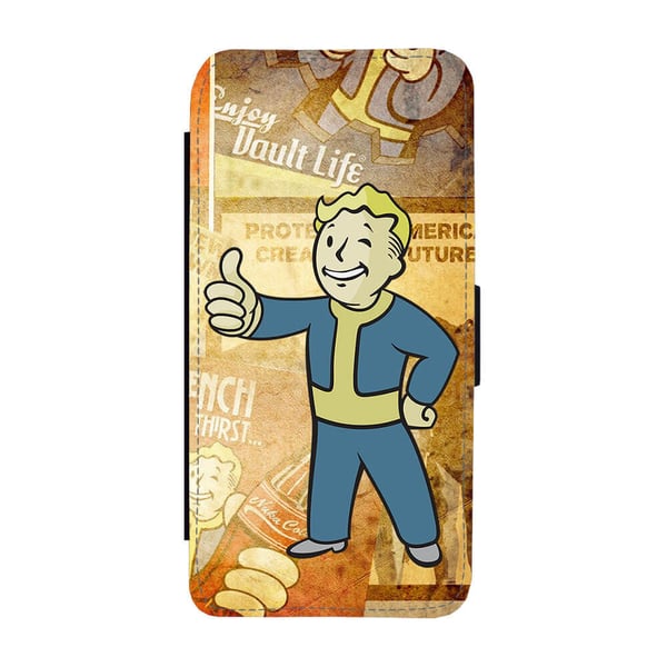 Til Samsung Galaxy S8: Fallout Vault Boy, flipdeksel med unikt motiv, mobiletui med stativfunksjon