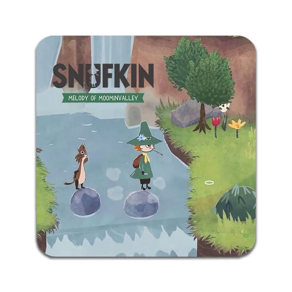 Glassunderlag (2-pakning): Spel Snufkin: Melody of Moominvalley, stilrene underlag med unike og livlige motiver