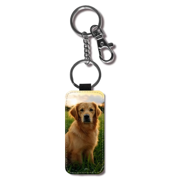 Nyckelring: Hund Golden Retriever, stilrent hängsmycke med livfull och unikt design
