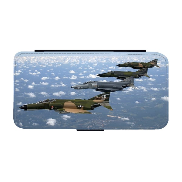 Til Samsung Galaxy S8: F-4 Phantom Interceptor and Fighter, flipdeksel med unikt motiv, mobiletui med stativfunksjon
