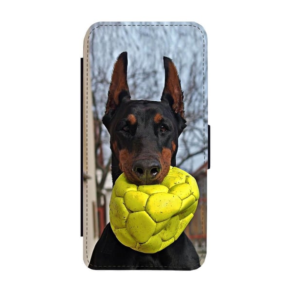 Till Samsung Galaxy S8: Hund Doberman Pinscher, flipfodral med unikt motiv, mobilfodral med stativfunktion