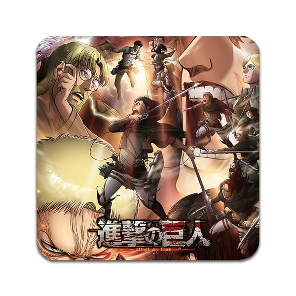 Glassunderlag (2-pakning): Manga Attack On Titan, stilrene underlag med unike og livlige motiver