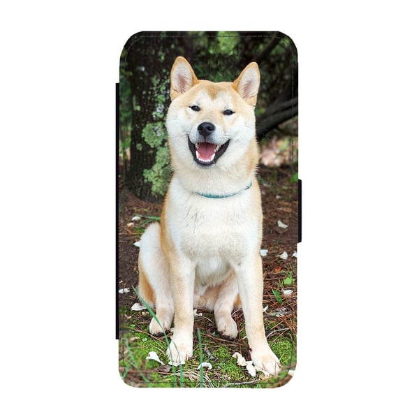 Til Samsung Galaxy S8+: Laughing Dog, flipdeksel med unikt motiv, mobiletui med stativfunksjon