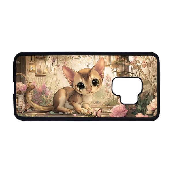 Til Samsung Galaxy S9: Tegneserie Abessinier Katt, mobildeksel med unikt motiv, beskyttende cover