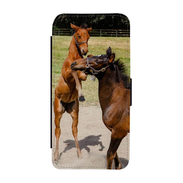 Til Samsung Galaxy S8+: Mare and Foal, flipdeksel med unikt motiv, mobiletui med stativfunksjon