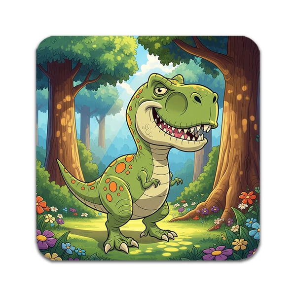 Glassunderlag (4-pakning): Dinosaur T-Rex Tyrannosaurus Rex, stilrene underlag med unike og livlige motiver