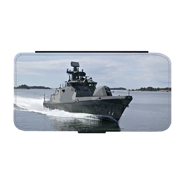 Til Samsung Galaxy S8: Navy Missile Boat, flipdeksel med unikt motiv, mobiletui med stativfunksjon