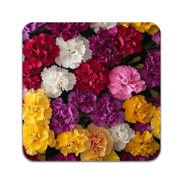 Glassunderlag (2-pakning): Blomster Nelliker, stilrene underlag med unike og livlige motiver