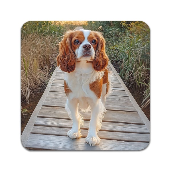 Glassunderlag (4-pakning): Hund Cavalier King Charles Spaniel, stilrene underlag med unike og livlige motiver