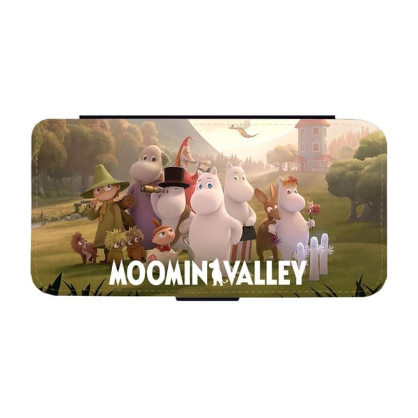 Til Samsung Galaxy S8+: Moominvalley, flipdeksel med unikt motiv, mobiletui med stativfunksjon