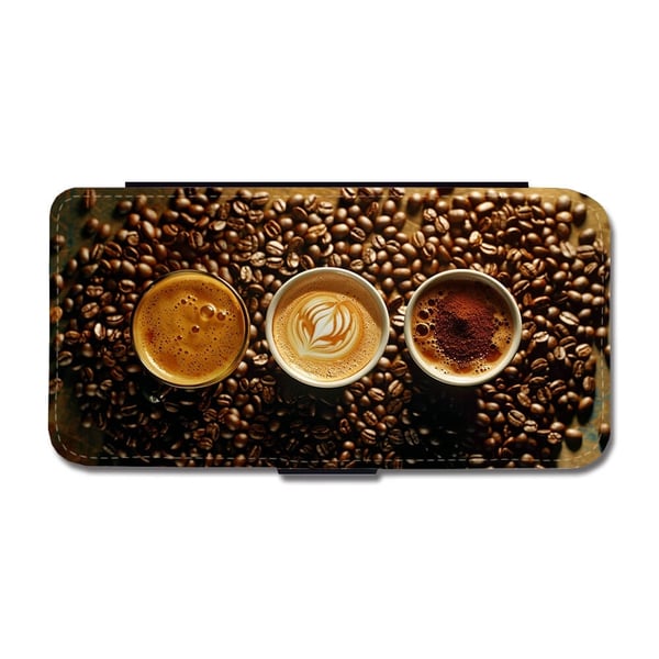 Til Samsung Galaxy S8: Kaffe Latte Cappuccino, flipdeksel med unikt motiv, mobiletui med stativfunksjon