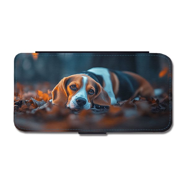 Til Samsung Galaxy S8: Beagle Hund, flipdeksel med unikt motiv, mobiletui med stativfunksjon